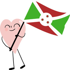 illustration of heart cartoon character with Burundi flag © paweeillus