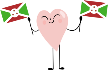 illustration of heart cartoon character with Burundi flag