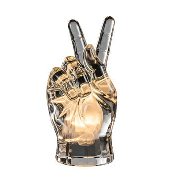Golden Hand Showing Peace Sign Gesture.
