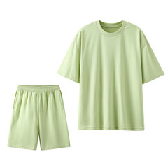 Light green tee & shorts. Comfy casual athletic outfit
