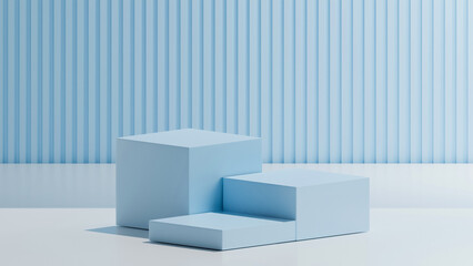 3 cubes on Crystal Mist color place on White base. cube podiums are placed over stripped Crystal Mist background