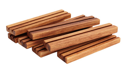 Stack of small wooden blocks, each slotted
