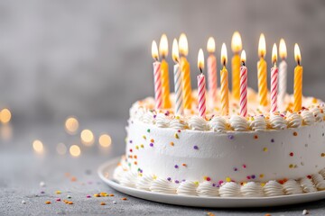  Birthday Cake with Lit Candles