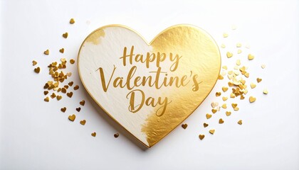 Heart shaped box with Happy Valentine's Day text and gold confetti