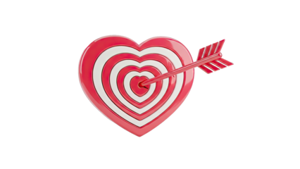 Heart-shaped target hit by cupid's arrow