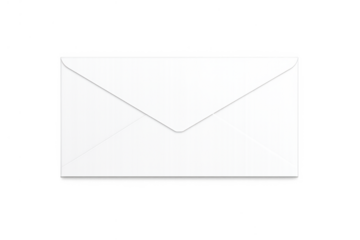 White paper envelope delivering postal mail, message, or invitation with transparent background for easy placement