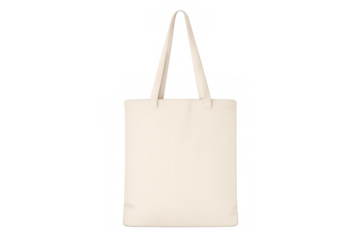 Blank natural canvas tote bag in beige color. Perfect for custom branding, promotions, or sustainable shopping. Transparent background