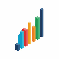 Abstract bar chart vector illustration with colorful creative vertical bars isolated on white