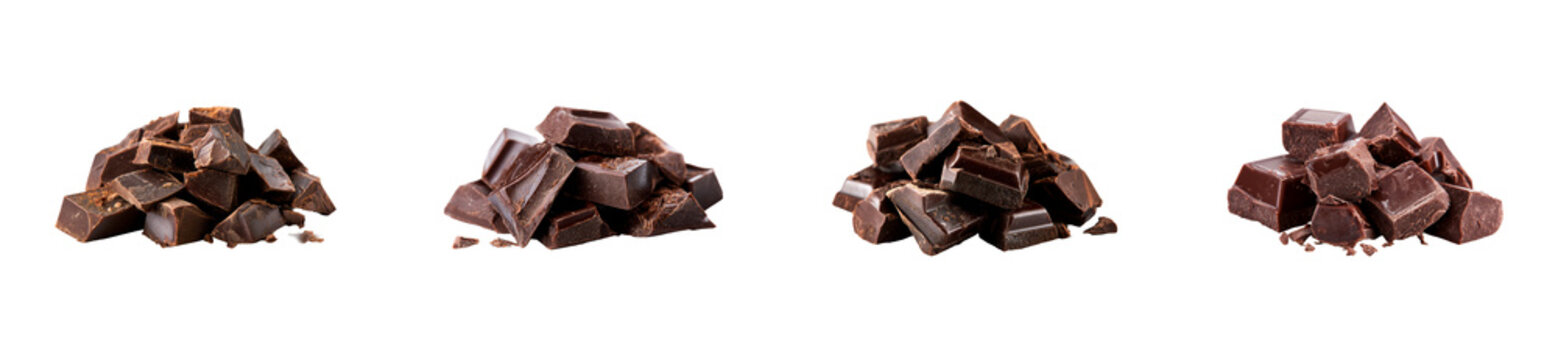Rich gourmet dark chocolate chunks ready to be used as a premium confectionery product for food packaging, dessert presentations, or delicious snack promotions.