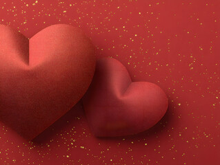 red hearts on red background