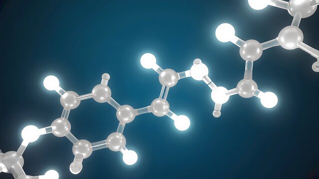 Molecular chain on blue background - Powered by Adobe