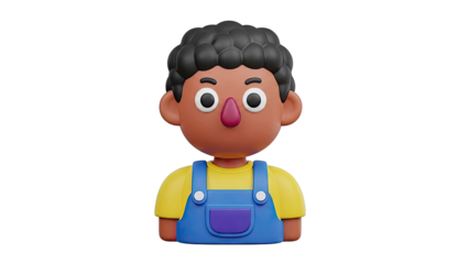 3D Character of a Boy Wearing Overalls