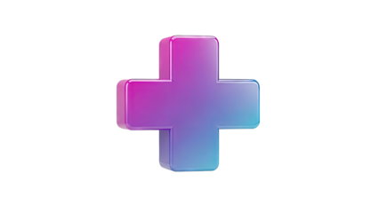 3D Plus Symbol with Gradient Colors