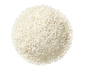Mounded pile of white, uncooked rice