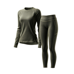 Olive activewear set long sleeve top and fitted leggings