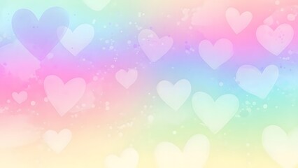 Pastel rainbow background with fading hearts and subtle sparkles for valentines day or romantic themes