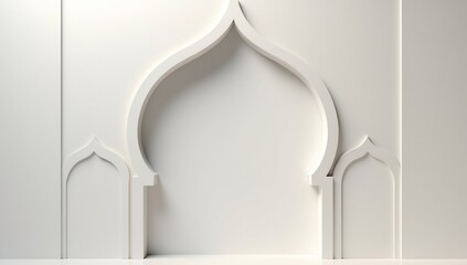 Luxurious 3d ramadan background with ornate islamic archways, subtle texture, and soft lighting