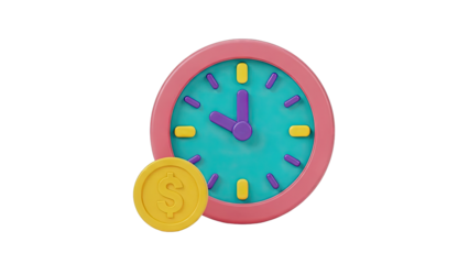 3D Clock and Coin Icon