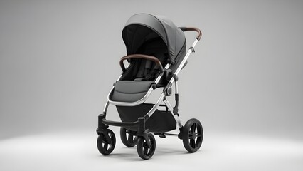 Modern Baby Stroller Isolated on White Background