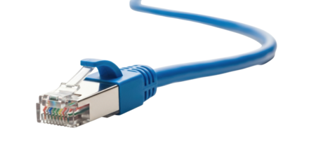 Blue ethernet cable connector transparent background cutout png
