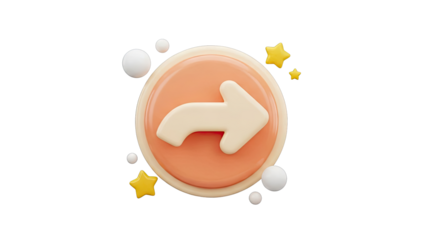 3D Render of a Share Icon with Stars and Spheres