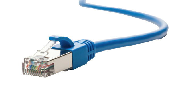 Blue ethernet cable connector transparent background cutout png
