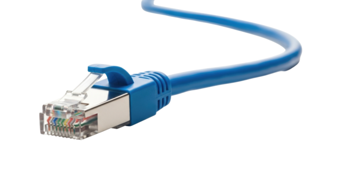 Blue ethernet cable connector transparent background cutout png - Powered by Adobe