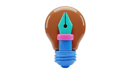 Stylized Lightbulb with Fountain Pen Nib, Symbolizing Creativity and Ideas