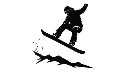 Dynamic snowboarder mid air with a shadow a striking silhouette