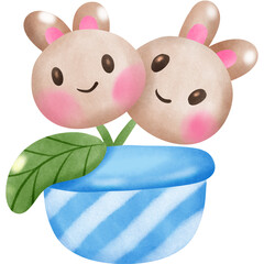 Rabbit tree cartoon inpot