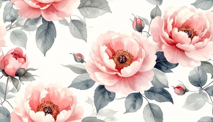 フェミニンでロマンチックな水彩花柄デザイン English: Feminine and Romantic Watercolor Floral Pattern	