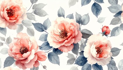 フェミニンでロマンチックな水彩花柄デザイン English: Feminine and Romantic Watercolor Floral Pattern	