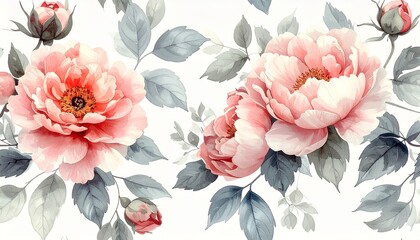 フェミニンでロマンチックな水彩花柄デザイン English: Feminine and Romantic Watercolor Floral Pattern	