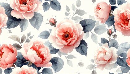 フェミニンでロマンチックな水彩花柄デザイン English: Feminine and Romantic Watercolor Floral Pattern	