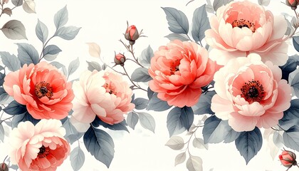 フェミニンでロマンチックな水彩花柄デザイン English: Feminine and Romantic Watercolor Floral Pattern	