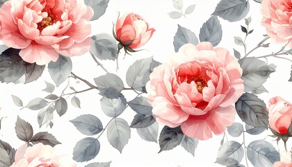 フェミニンでロマンチックな水彩花柄デザイン English: Feminine and Romantic Watercolor Floral Pattern	