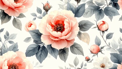 フェミニンでロマンチックな水彩花柄デザイン English: Feminine and Romantic Watercolor Floral Pattern	