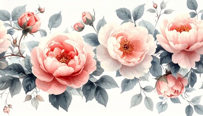 フェミニンでロマンチックな水彩花柄デザイン English: Feminine and Romantic Watercolor Floral Pattern	