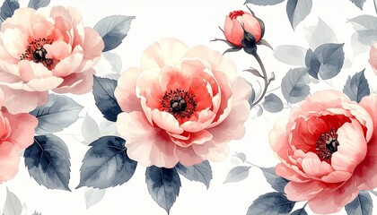 フェミニンでロマンチックな水彩花柄デザイン English: Feminine and Romantic Watercolor Floral Pattern	