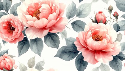 フェミニンでロマンチックな水彩花柄デザイン English: Feminine and Romantic Watercolor Floral Pattern	