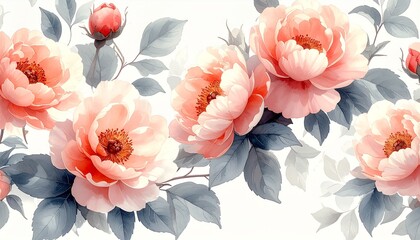 フェミニンでロマンチックな水彩花柄デザイン English: Feminine and Romantic Watercolor Floral Pattern	