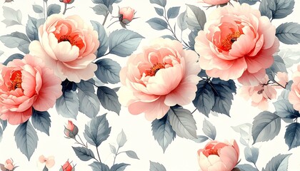 フェミニンでロマンチックな水彩花柄デザイン English: Feminine and Romantic Watercolor Floral Pattern	