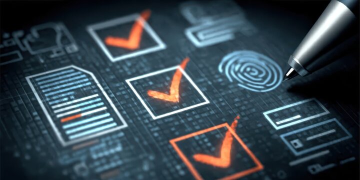 detailed office atmosphere illustrating paperwork and certificate handling with monitoring review and administration moving steadily to approval after formal inspection procedures