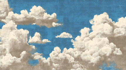 Textured Clouds in Blue Sky with Vintage Effect graphic