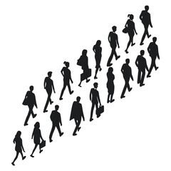 Abstract Crowd Silhouettes Top View