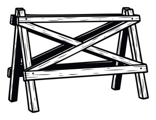 Essential wooden sawhorse providing reliable support for various construction, woodworking, and home improvement tasks, ideal for practical utility and building themes.