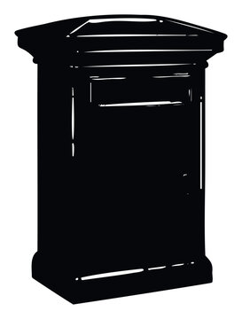 A classic pillar box silhouette provides a striking graphic for communication themes, postal services promotion, or vintage mail delivery concepts ideal for graphic design projects and