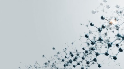 a modern medicalthemed web banner featuring a sleek gradient background in white and light blue adorned with intricate molecular designs perfect for showcasing advancements in science technology and 