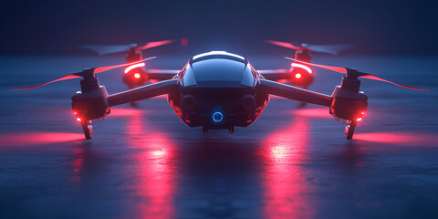 Luxury Drone with Sleek Body, Ambient LED Lighting, and Modern Aerial Design
