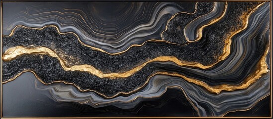 nordic modern black and golden modern wall decor artwork. 3d abstract black trunk wallpaper.